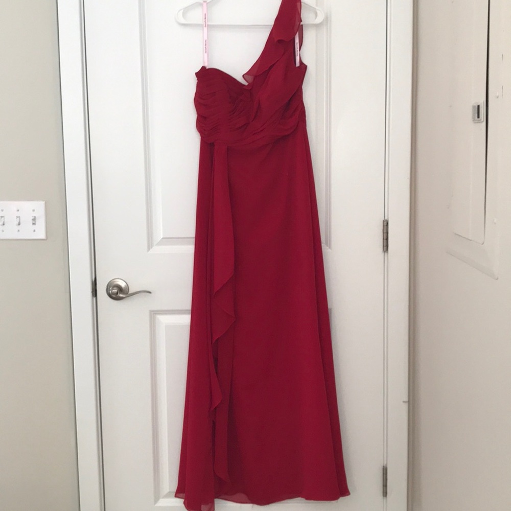 Red chiffon bridesmaid dress